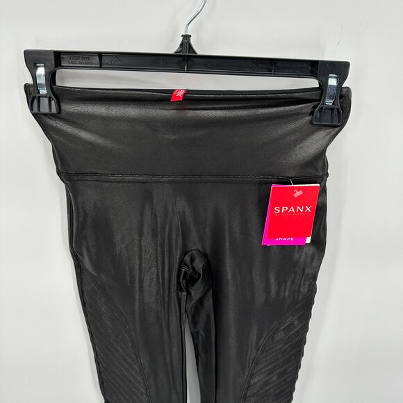 SPANX NWT Faux Leather Moto Leggings in Very Black // XS - Picture 7 of 14